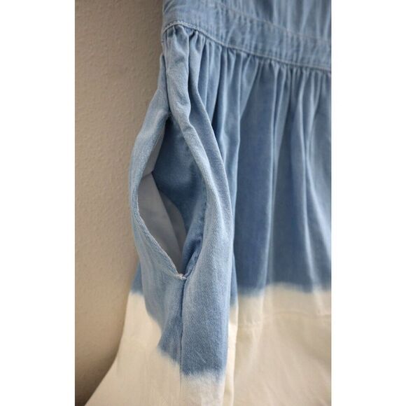 Kate Spade Women’s Sz 4 Blue/White Dip-Dyed Denim Ruffle-Trim Dress - Picture 4 of 14